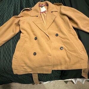 Women's H&M Tan Double-Breasted Coat